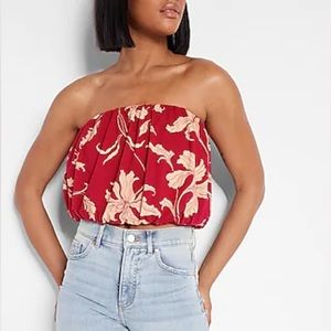 Express Floral Tube Magenta Crop Top